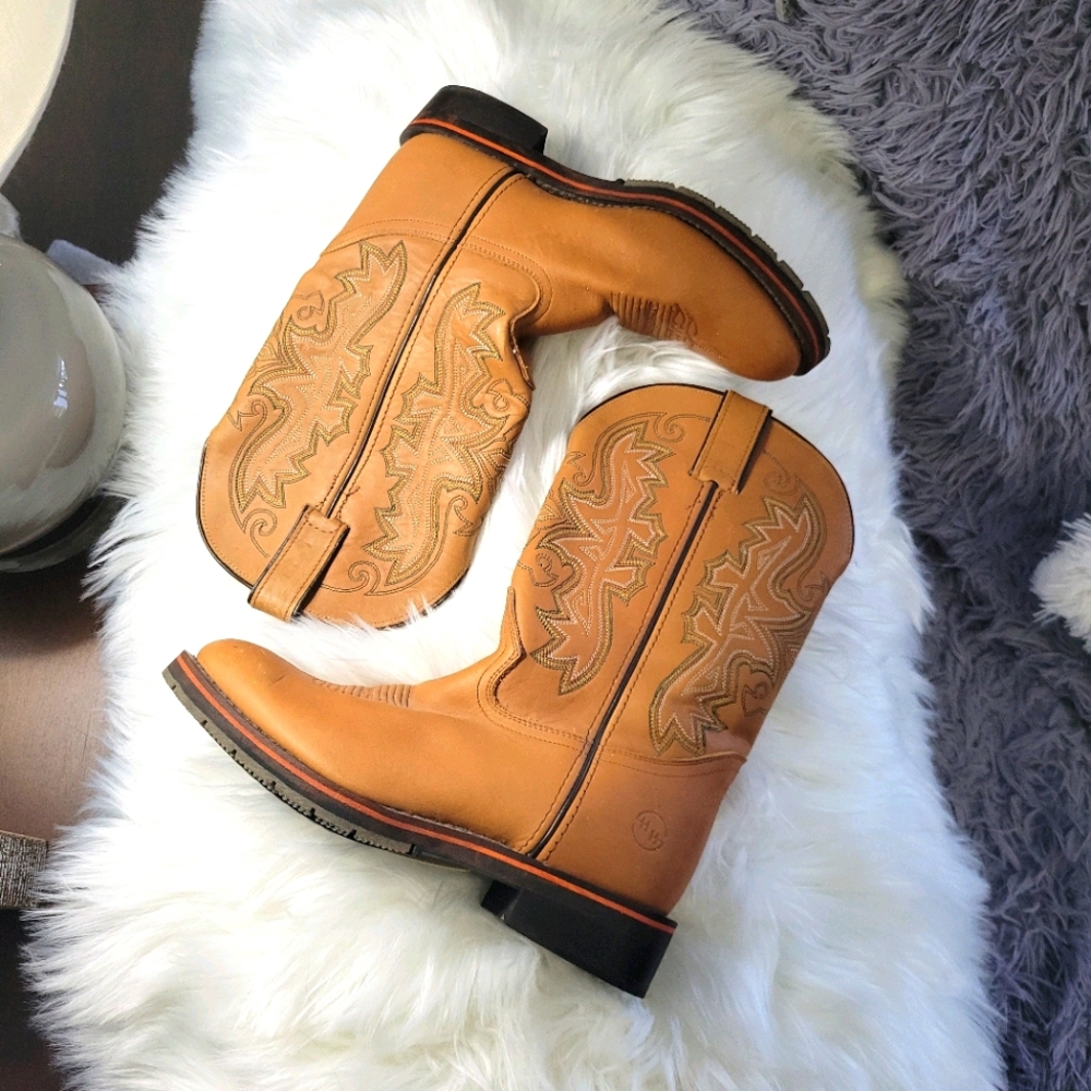 Double H Tan Leather Cowgirl Boots NWOT
